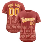 Custom Red Teabrown Graffiti Pattern Personalized Bossinia Style Authentic Baseball Jersey