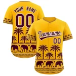 Custom Gold Crimson Graffiti Pattern Personalized Bossinia Style Authentic Baseball Jersey