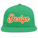 Custom Teal Orange-White Flat Eaves Sport Baseball Cap