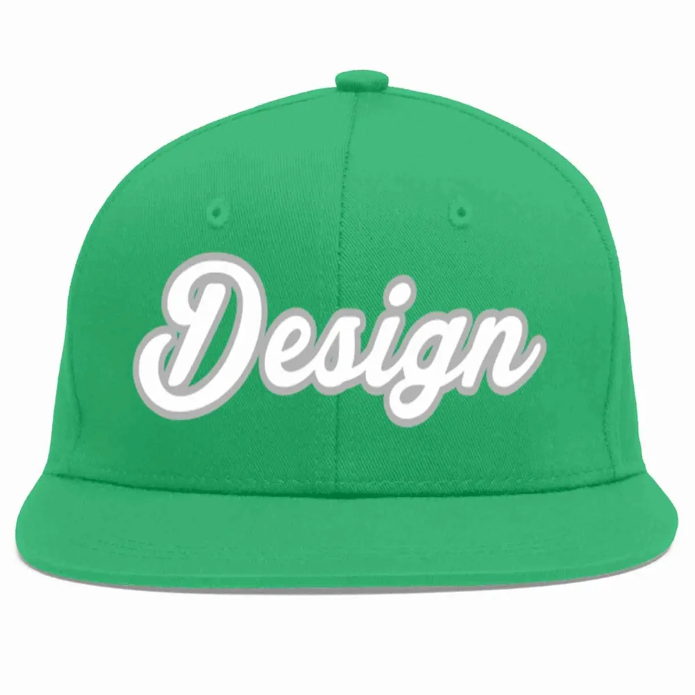 Custom Teal White-Gray Flat Eaves Sport Baseball Cap