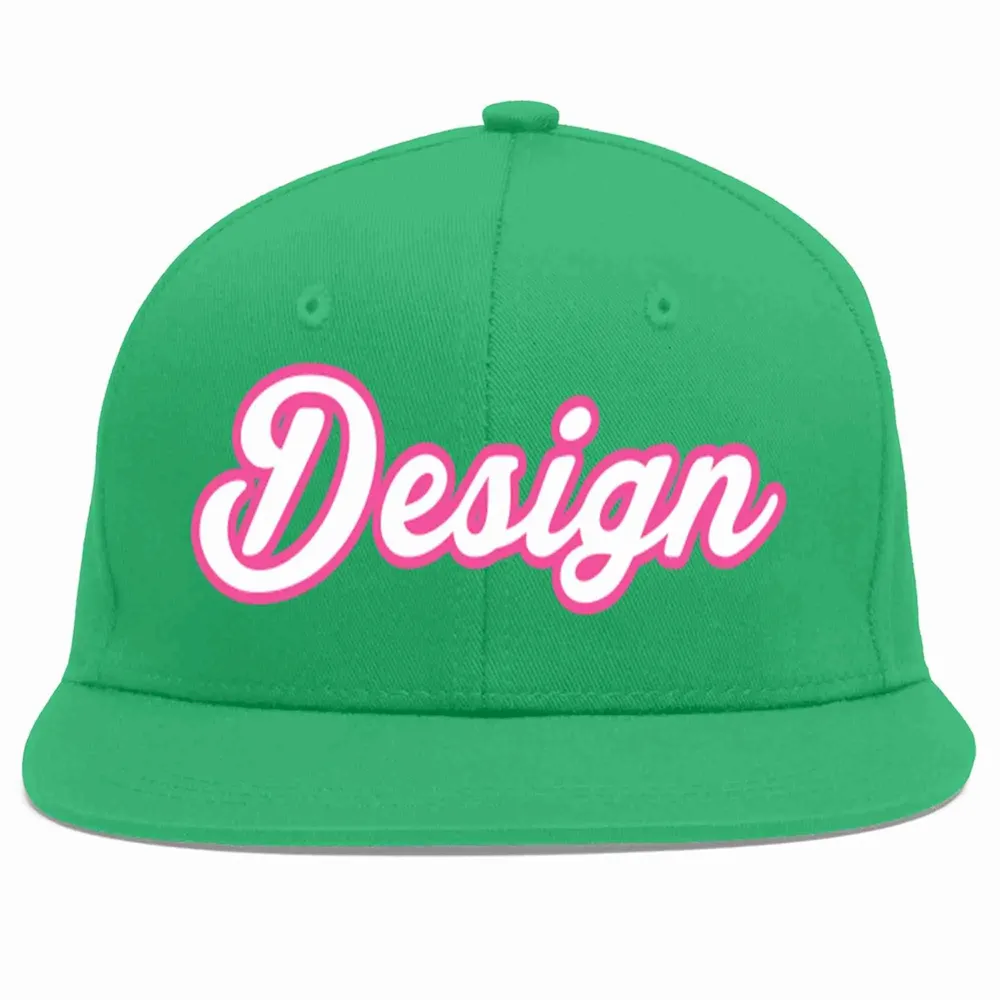 Custom Teal White-Pink Flat Eaves Sport Baseball Cap