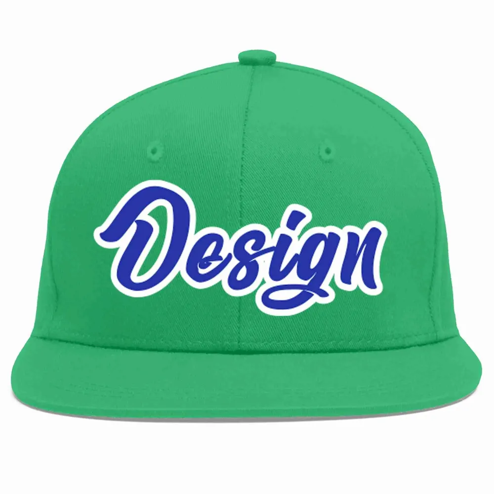 Custom Teal Royal-White Flat Eaves Sport Baseball Cap