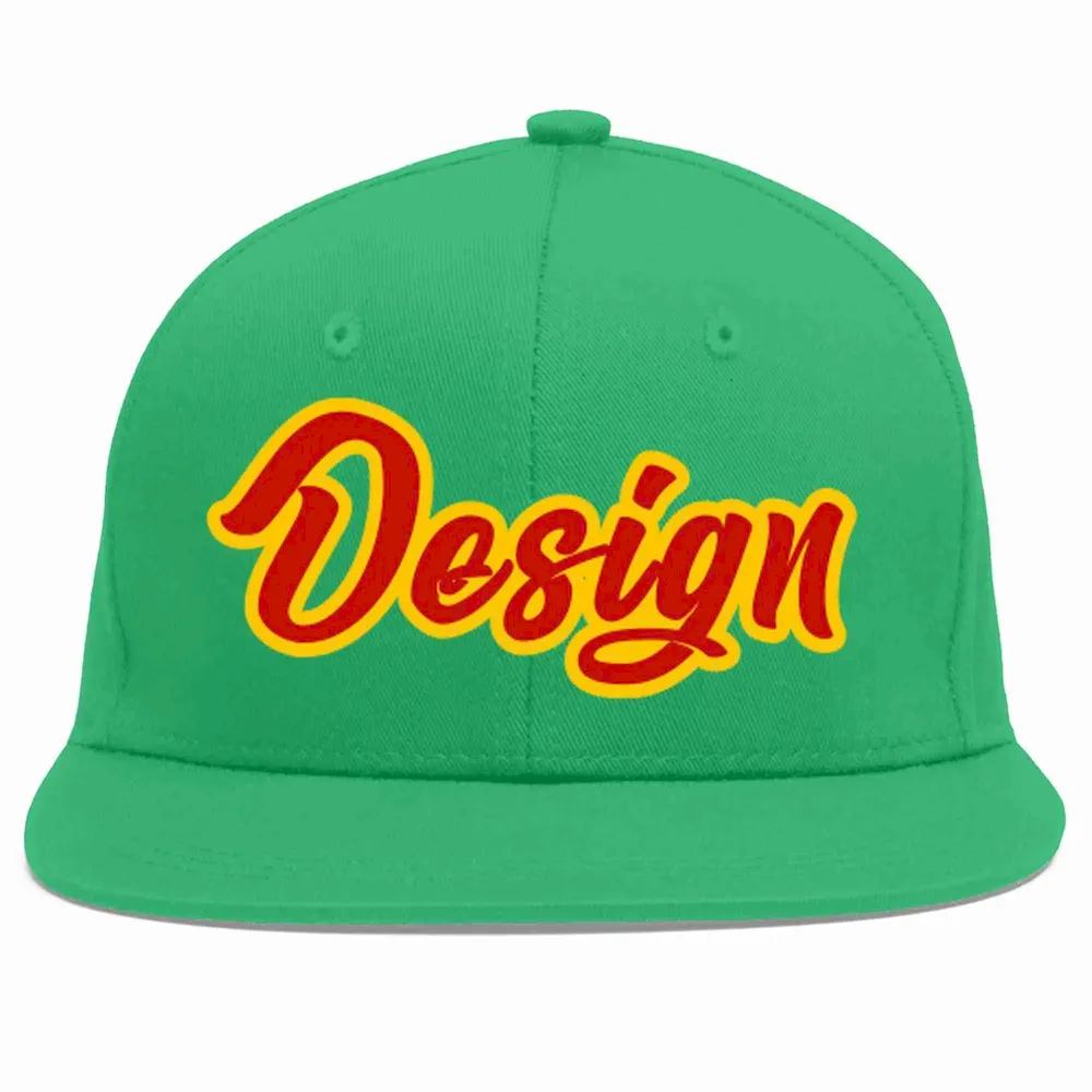 Custom Teal Red-Yellow Flat Eaves Sport Baseball Cap