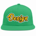 Custom Teal Gold-Black Flat Eaves Sport Baseball Cap
