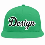 Custom Teal Black-White Flat Eaves Sport Baseball Cap