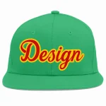 Custom Teal Red-Yellow Flat Eaves Sport Baseball Cap