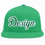 Custom Teal Kelly Green-White Flat Eaves Sport Baseball Cap