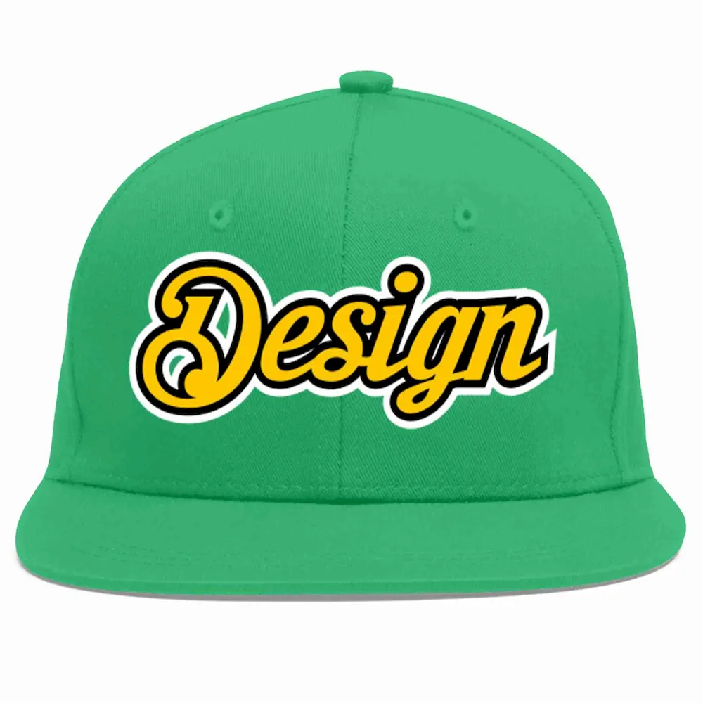Custom Teal Gold-Black Flat Eaves Sport Baseball Cap