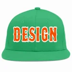 Custom Teal Orange-White Flat Eaves Sport Baseball Cap