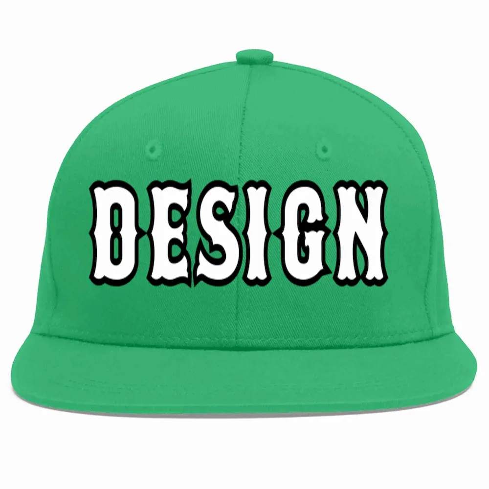 Custom Teal White-Black Flat Eaves Sport Baseball Cap