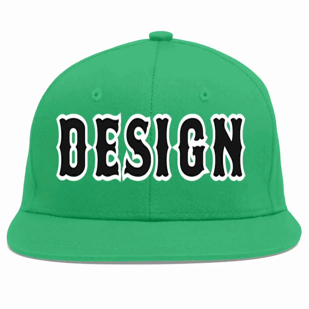 Custom Teal Black-White Flat Eaves Sport Baseball Cap
