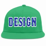 Custom Teal Royal-White Flat Eaves Sport Baseball Cap
