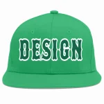 Custom Teal Kelly Green-White Flat Eaves Sport Baseball Cap