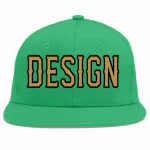 Custom Teal Old Gold-Black Flat Eaves Sport Baseball Cap