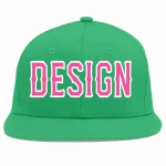 Custom Teal Pink-White Flat Eaves Sport Baseball Cap