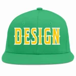 Custom Teal Gold-White Flat Eaves Sport Baseball Cap