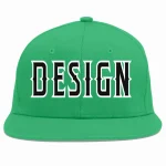 Custom Teal Black-White Flat Eaves Sport Baseball Cap