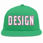 Custom Teal White-Pink Flat Eaves Sport Baseball Cap