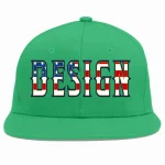 Custom Teal Vintage USA Flag-Gold Flat Eaves Sport Baseball Cap