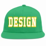 Custom Teal White-Gold Flat Eaves Sport Baseball Cap