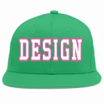 Custom Teal White-Pink Flat Eaves Sport Baseball Cap