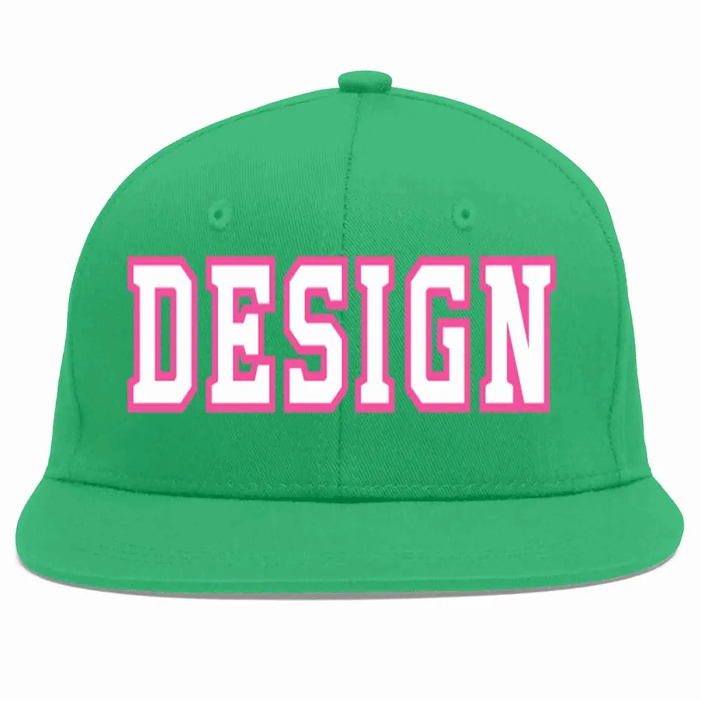 Custom Teal White-Pink Flat Eaves Sport Baseball Cap