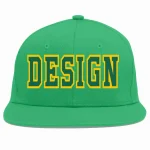 Custom Teal Kelly Green-Gold Flat Eaves Sport Baseball Cap