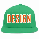 Custom Teal Orange-White Flat Eaves Sport Baseball Cap