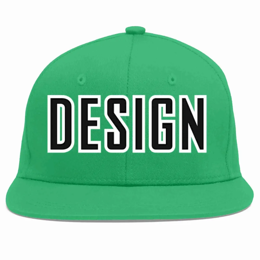 Custom Teal Black-White Flat Eaves Sport Baseball Cap