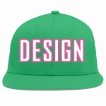 Custom Teal White-Pink Flat Eaves Sport Baseball Cap