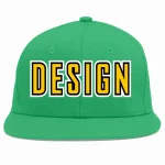 Custom Teal Gold-Black Flat Eaves Sport Baseball Cap