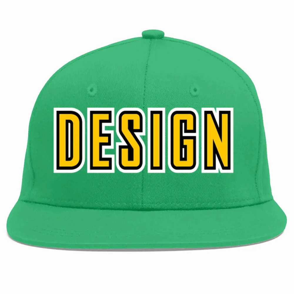 Custom Teal Gold-Black Flat Eaves Sport Baseball Cap