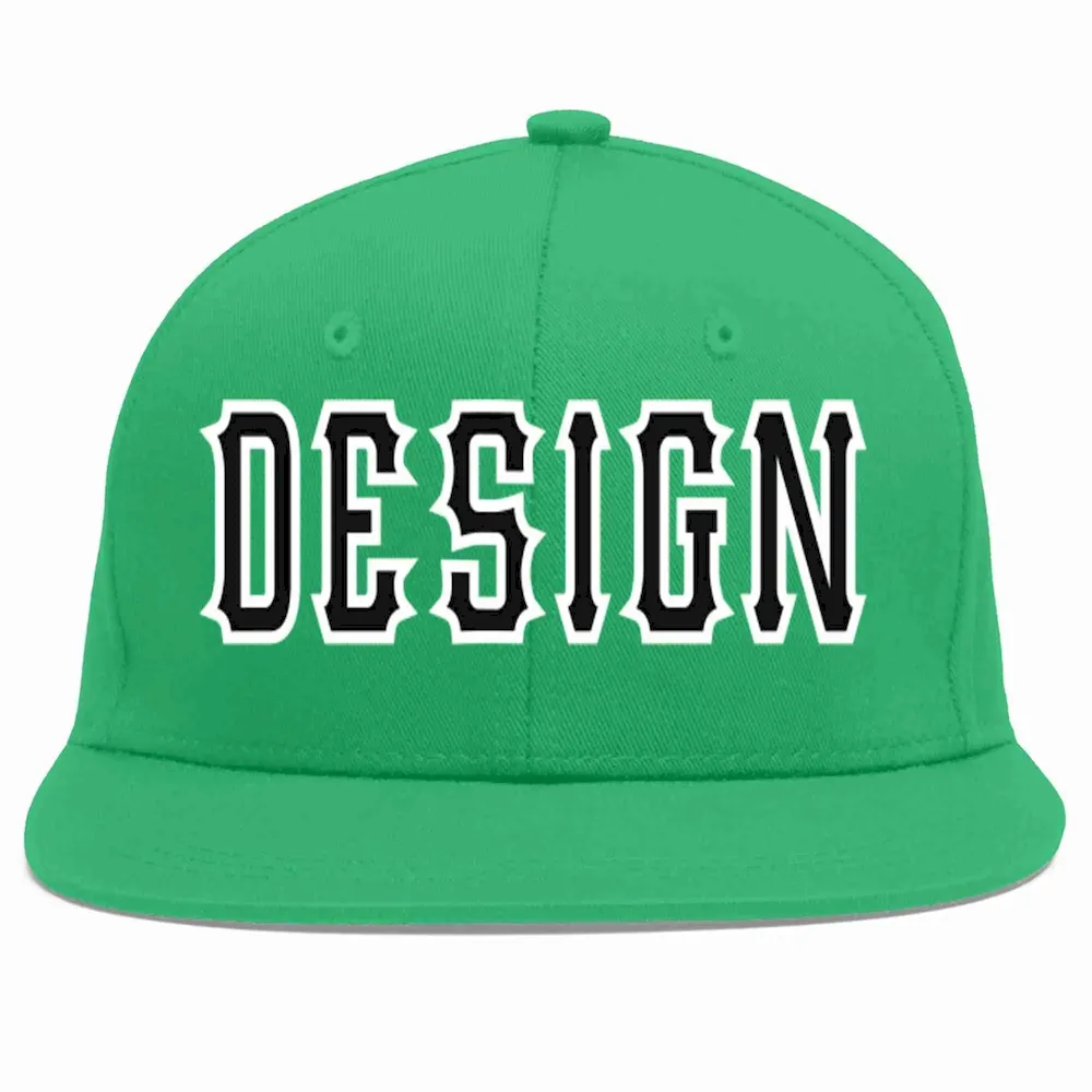 Custom Teal Black-White Flat Eaves Sport Baseball Cap