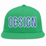 Custom Teal Royal-White Flat Eaves Sport Baseball Cap