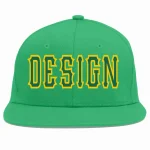 Custom Teal Kelly Green-Gold Flat Eaves Sport Baseball Cap