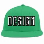 Custom Teal White-Black Flat Eaves Sport Baseball Cap