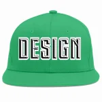 Custom Teal Black-White Flat Eaves Sport Baseball Cap