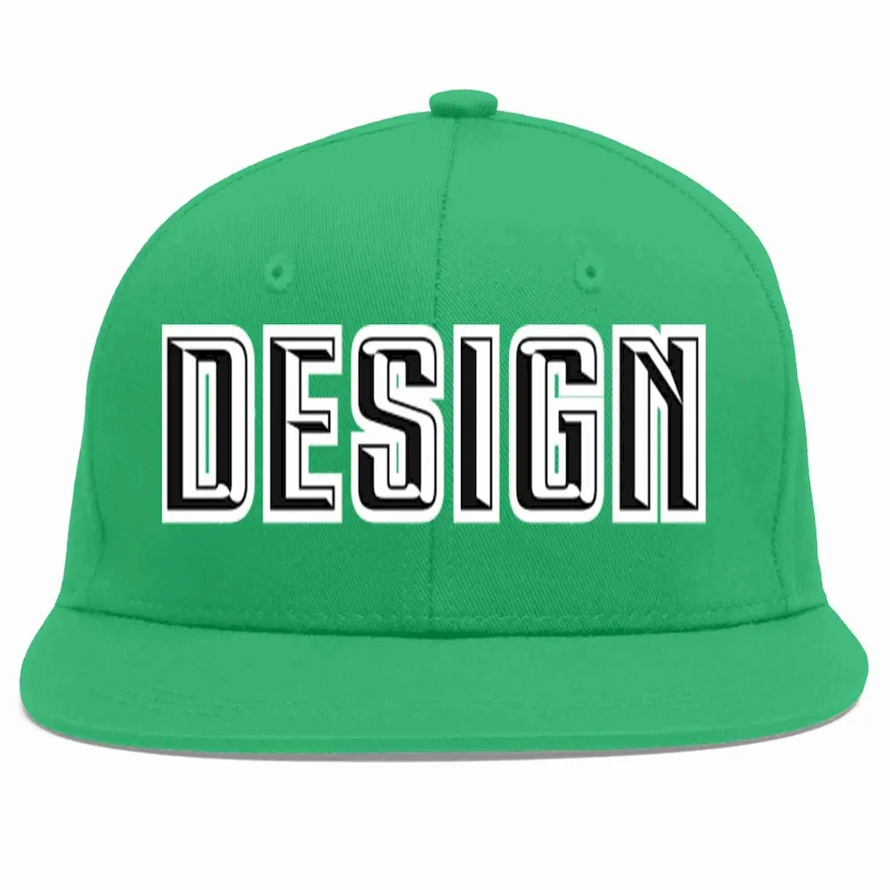 Custom Teal Black-White Flat Eaves Sport Baseball Cap