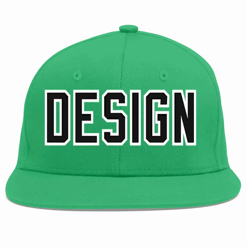 Custom Teal Black-White Flat Eaves Sport Baseball Cap