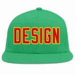 Custom Teal Red-Yellow Flat Eaves Sport Baseball Cap