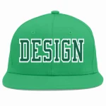 Custom Teal Kelly Green-White Flat Eaves Sport Baseball Cap