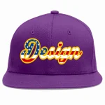 Custom Purple Vintage USA Flag-Gold Flat Eaves Sport Baseball Cap Design for Men/Women/Youth