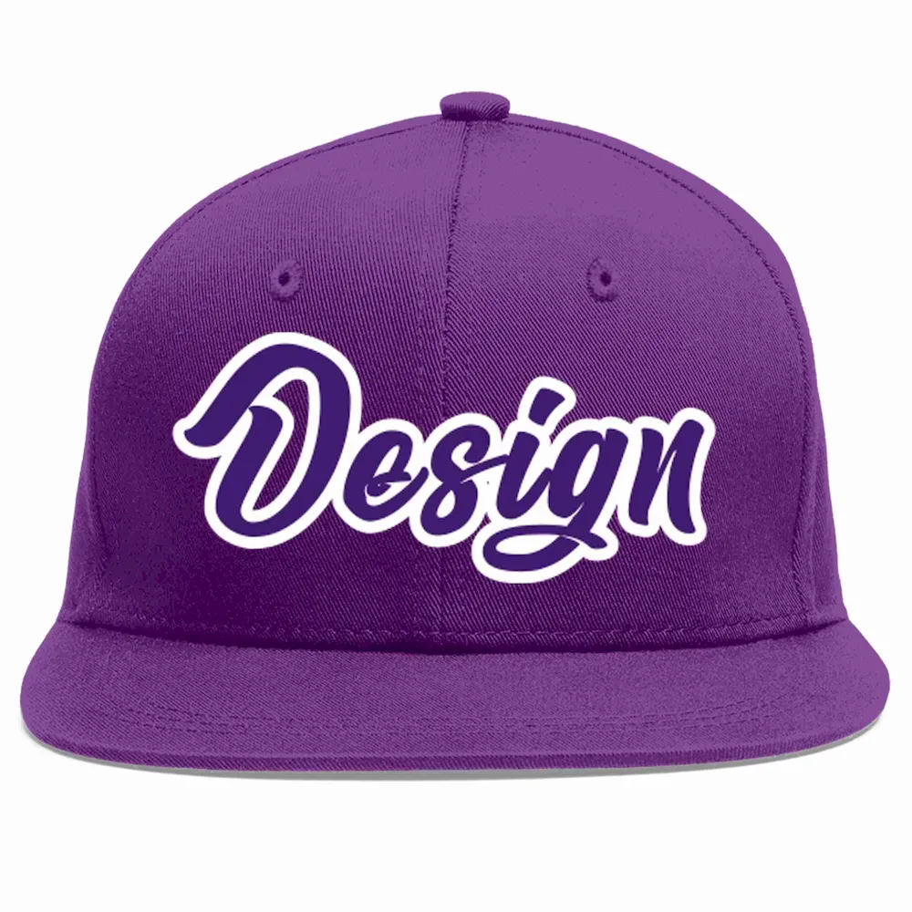 Custom Purple White-Powder Blue Flat Eaves Sport Baseball Cap Design for Men/Women/Youth