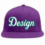 Custom Purple Gold-White Flat Eaves Sport Baseball Cap Design for Men/Women/Youth