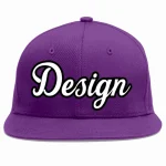 Custom Purple White-Black Flat Eaves Sport Baseball Cap Design for Men/Women/Youth