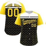 Custom Black Gold-White Raglan Sleeve Personalized Star Print Authentic Baseball Jersey
