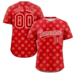 Custom Red White Christmas Graffiti Pattern Authentic Baseball Jersey