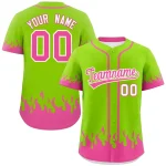 Custom Neon Green Pink Personalized Flame Graffiti Pattern Authentic Baseball Jersey