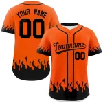 Custom Orange Black Personalized Flame Graffiti Pattern Authentic Baseball Jersey