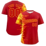 Custom Red Personalized 3D Flame Design Authentic Baseball Jersey
